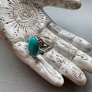 Vintage Sterling Silver Turquoise Statement Ring Boho Southwest